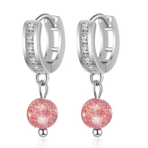 Cubic Zirconia & Pink Crystal Silver-Plated Huggie Drop Earrings