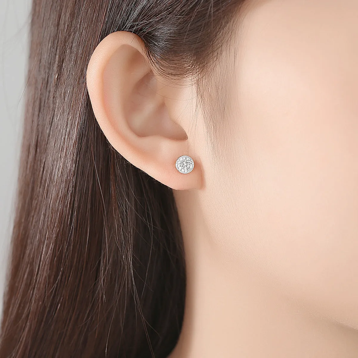 Cubic Zirconia & Silver-Plated Round Stud Earrings