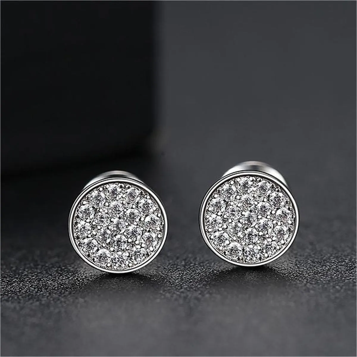 Cubic Zirconia & Silver-Plated Round Stud Earrings