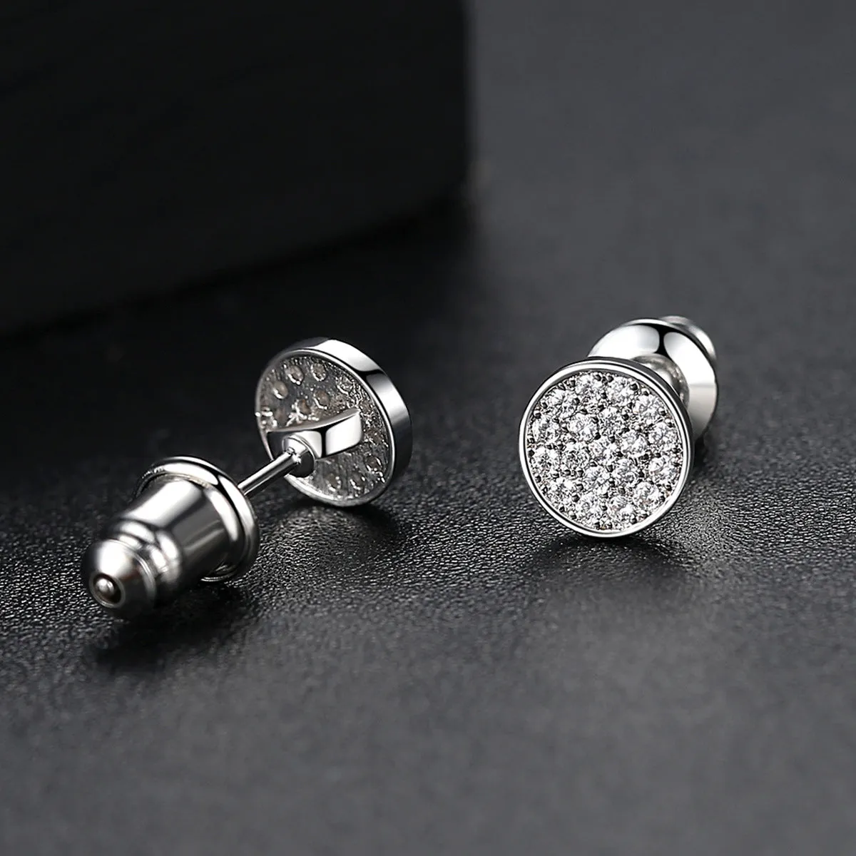 Cubic Zirconia & Silver-Plated Round Stud Earrings