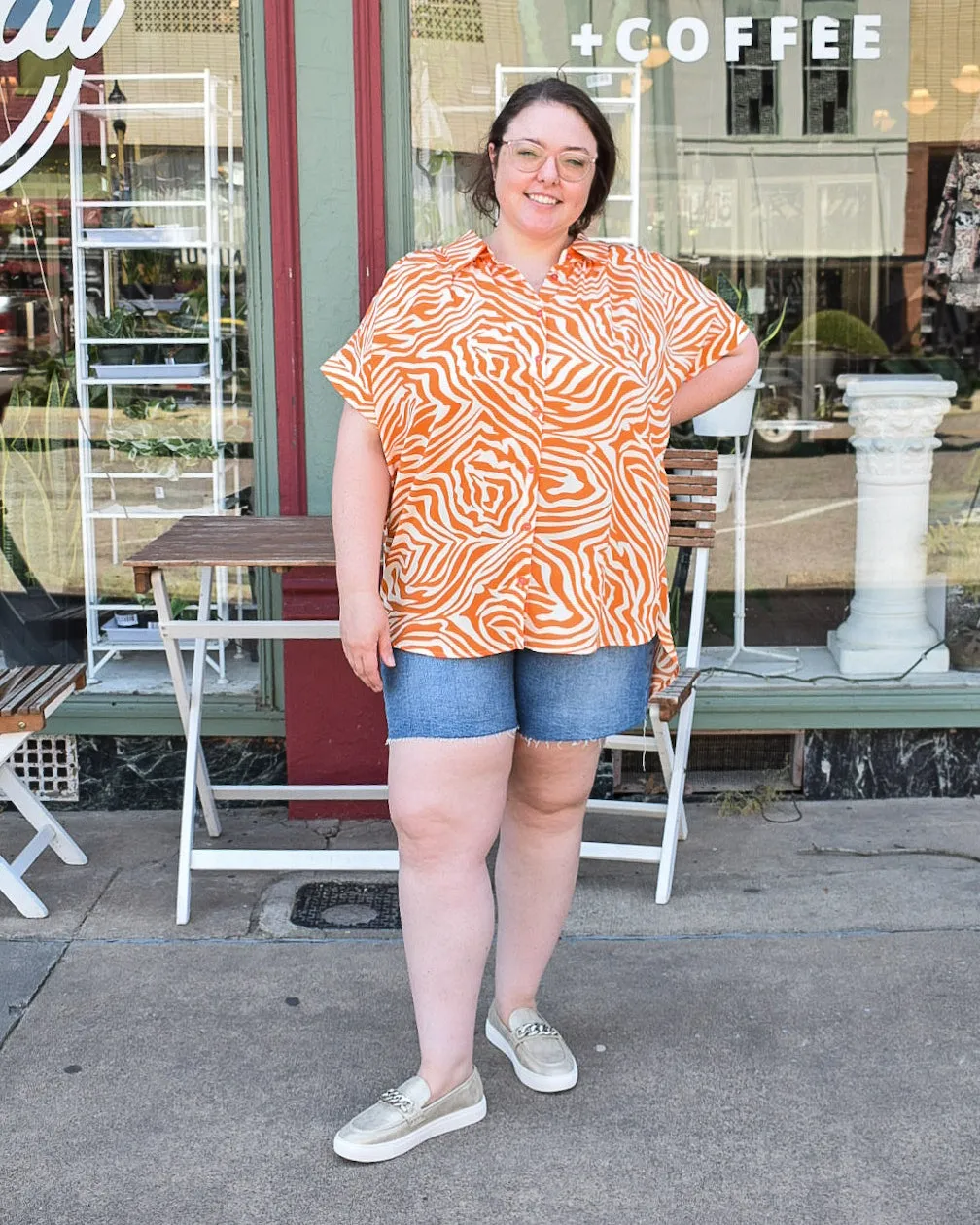 CURVY - WILD THING ZEBRA PRINT TOP - ORANGE