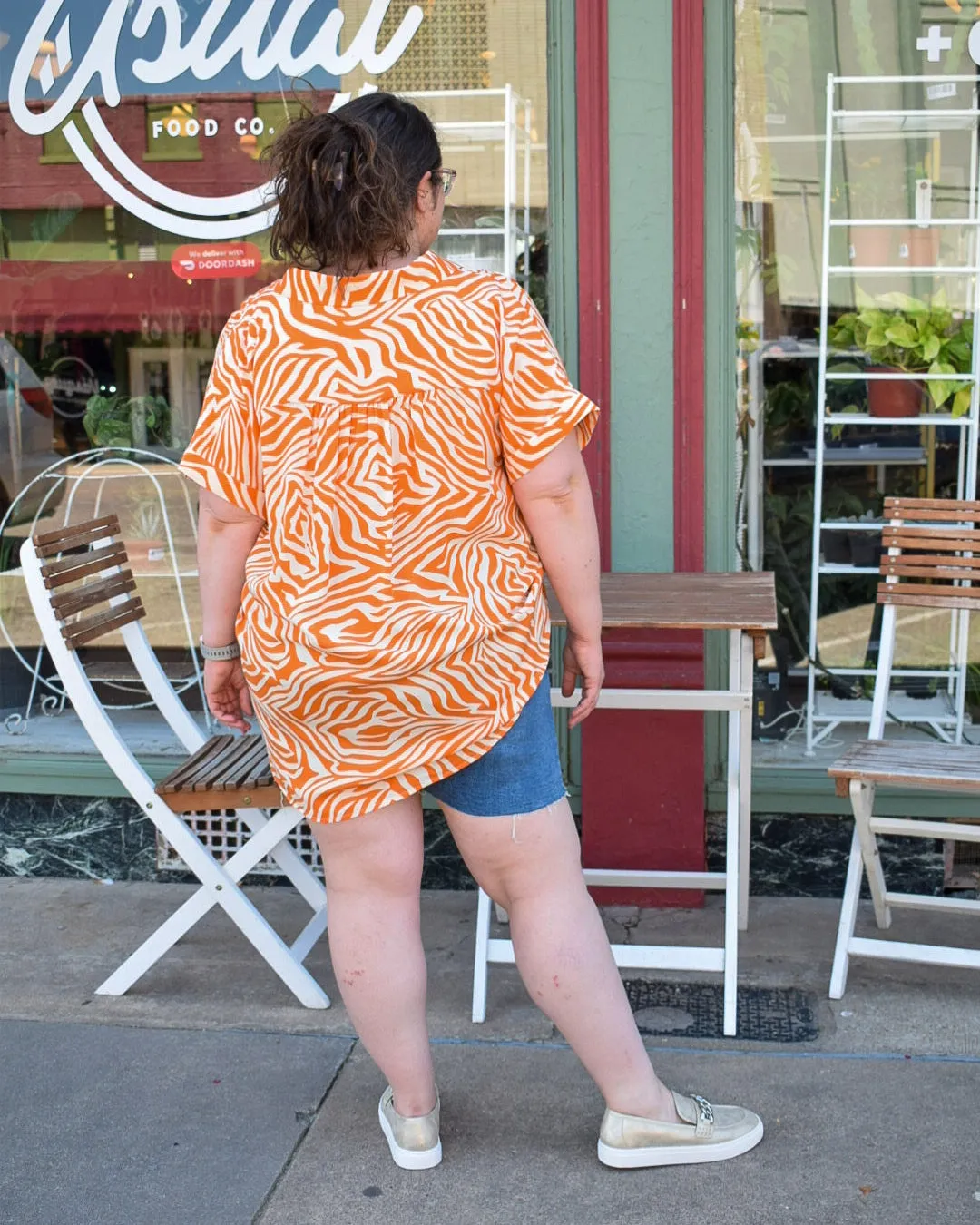 CURVY - WILD THING ZEBRA PRINT TOP - ORANGE