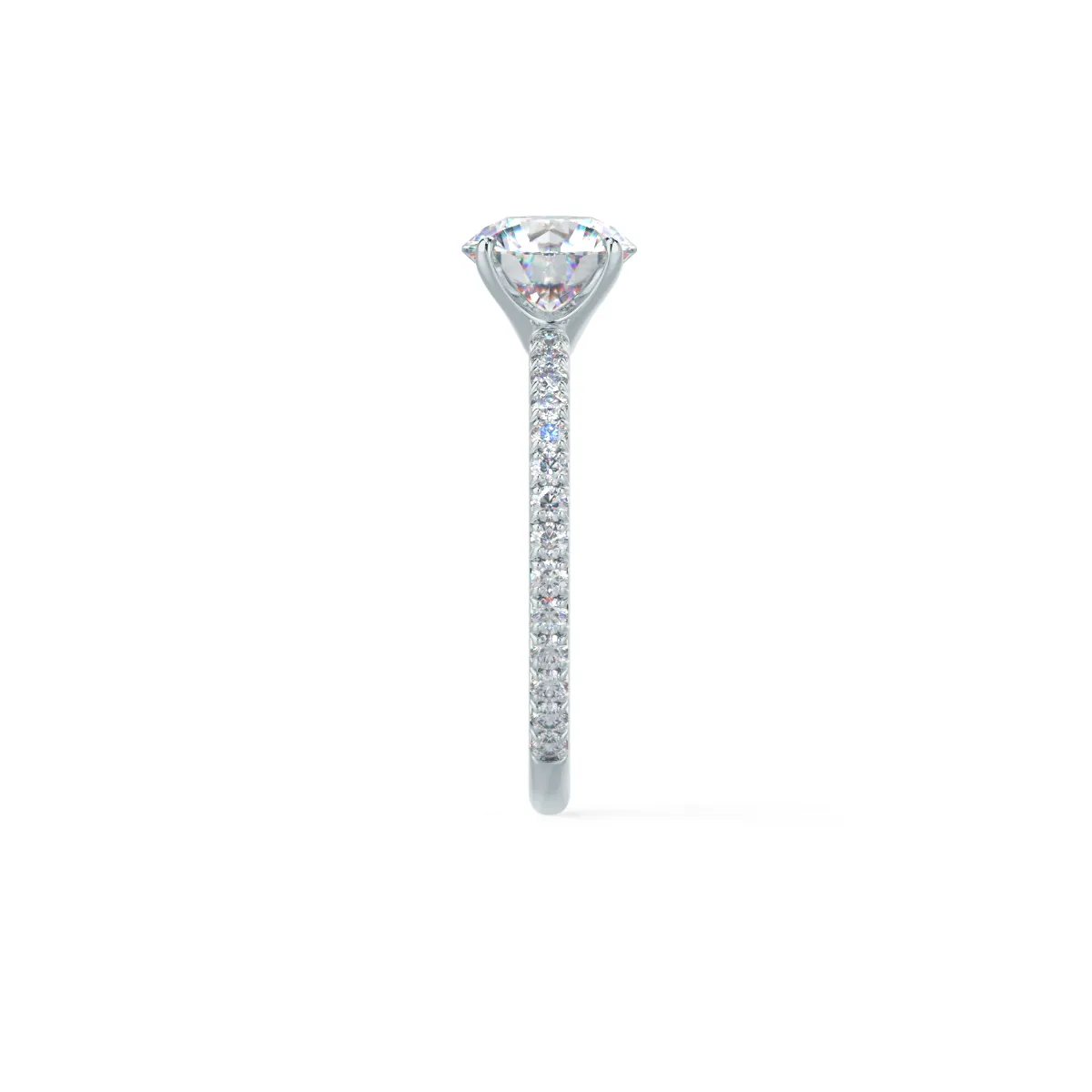 Custom Round Brilliant 4-Prong Simple Solitaire & Pavé Diamond Ring