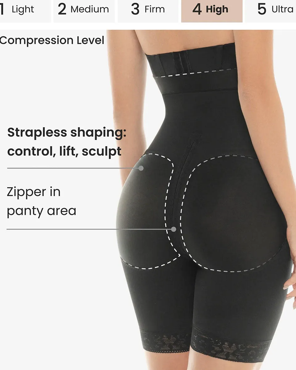 Cysm Strapless Compression Bodysuit With Zip Crotch - Style 260
