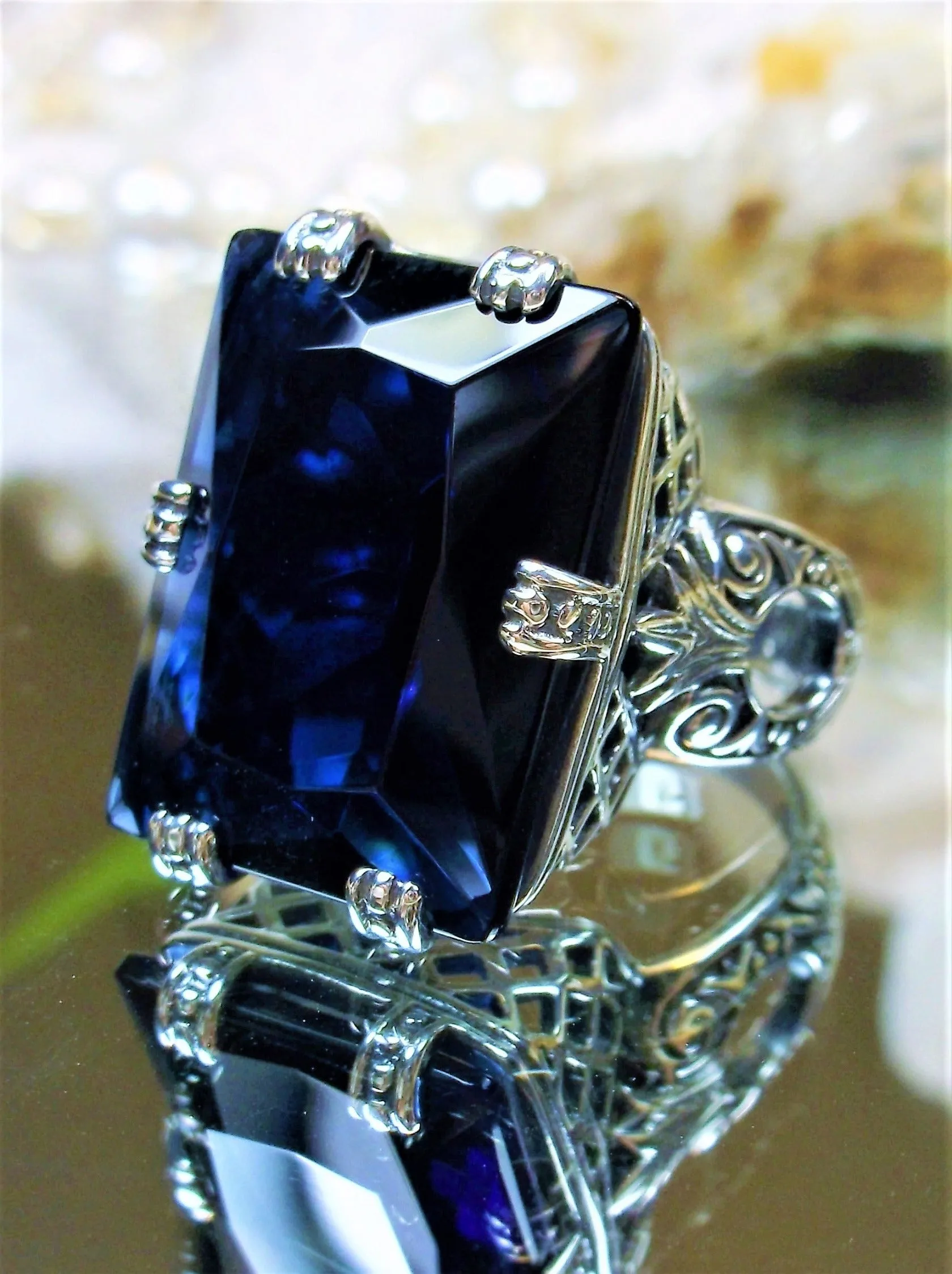 D104, 6 Prong Ring, 30ct choice of Gem, Vintage Jewelry #D104