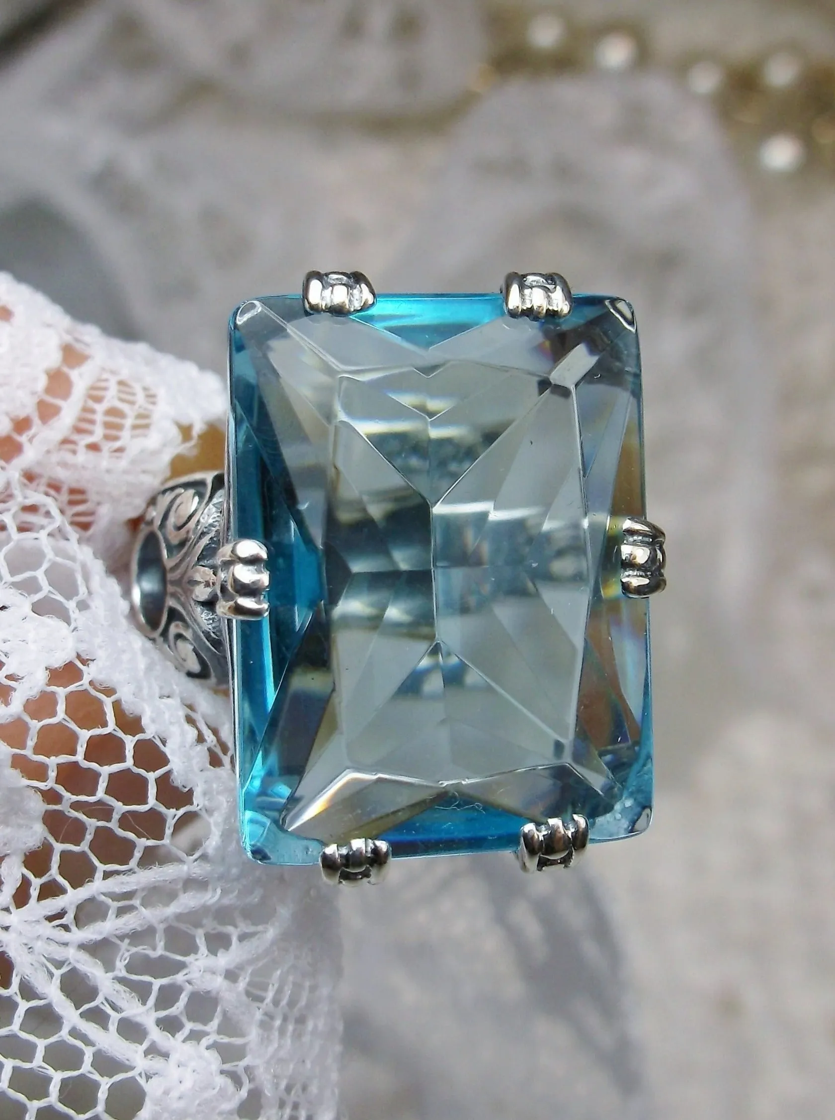 D104, 6 Prong Ring, 30ct choice of Gem, Vintage Jewelry #D104