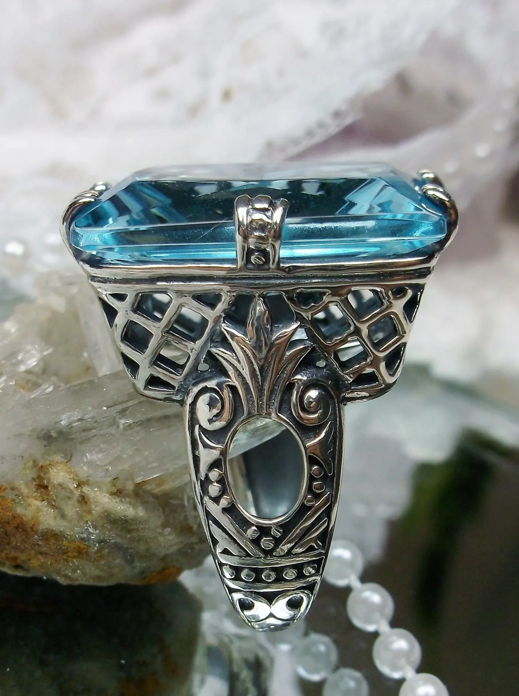 D104, 6 Prong Ring, 30ct choice of Gem, Vintage Jewelry #D104