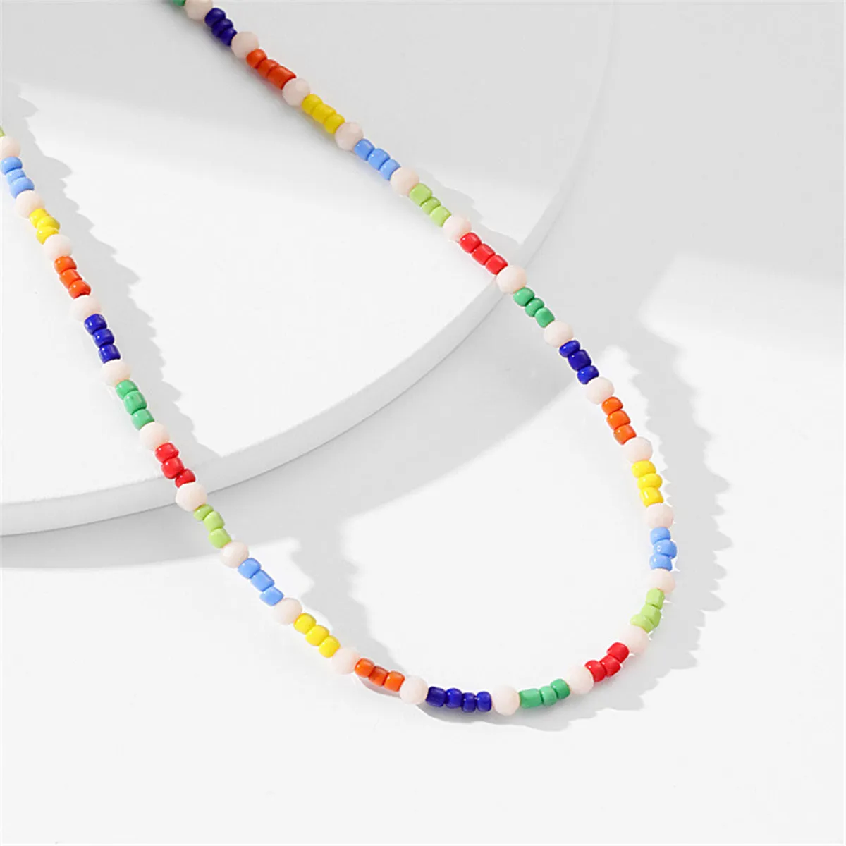 Dark Blue & Orange Howlite Rainbow Bead Necklace
