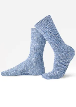 Denim Slub-Knit Slouch Socks