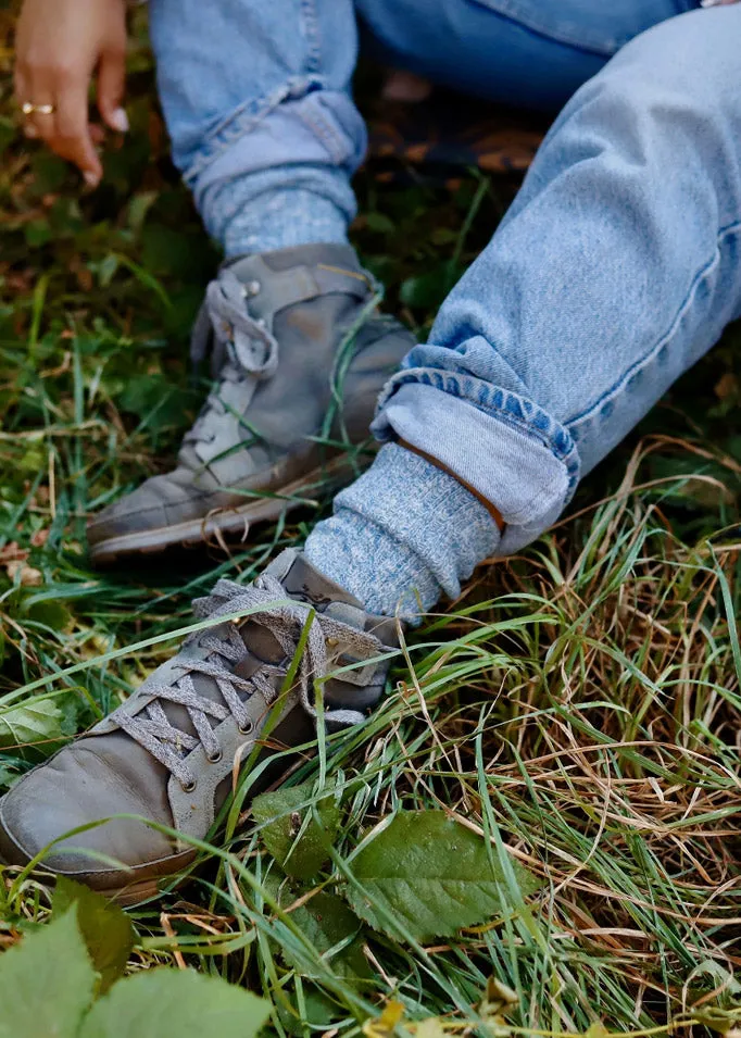 Denim Slub-Knit Slouch Socks
