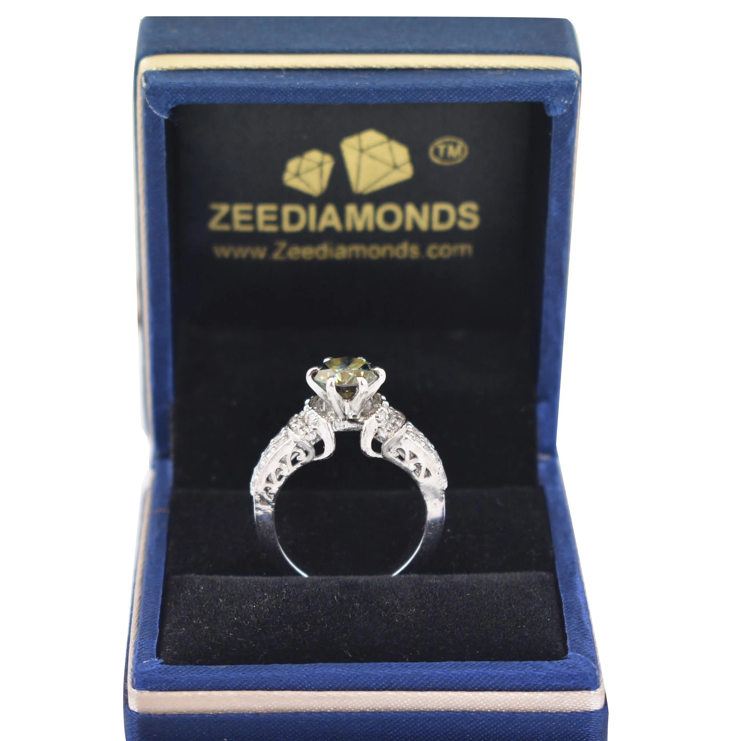 Designer Deep Blue Diamond Women's Ring with White Accents in 925 Silver! Beautiful Shine & Gorgeous Look! Ideal For Anniversary Gift, 1.40 Ct Certified Diamond!