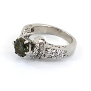 Designer Deep Blue Diamond Women's Ring with White Accents in 925 Silver! Beautiful Shine & Gorgeous Look! Ideal For Anniversary Gift, 1.40 Ct Certified Diamond!
