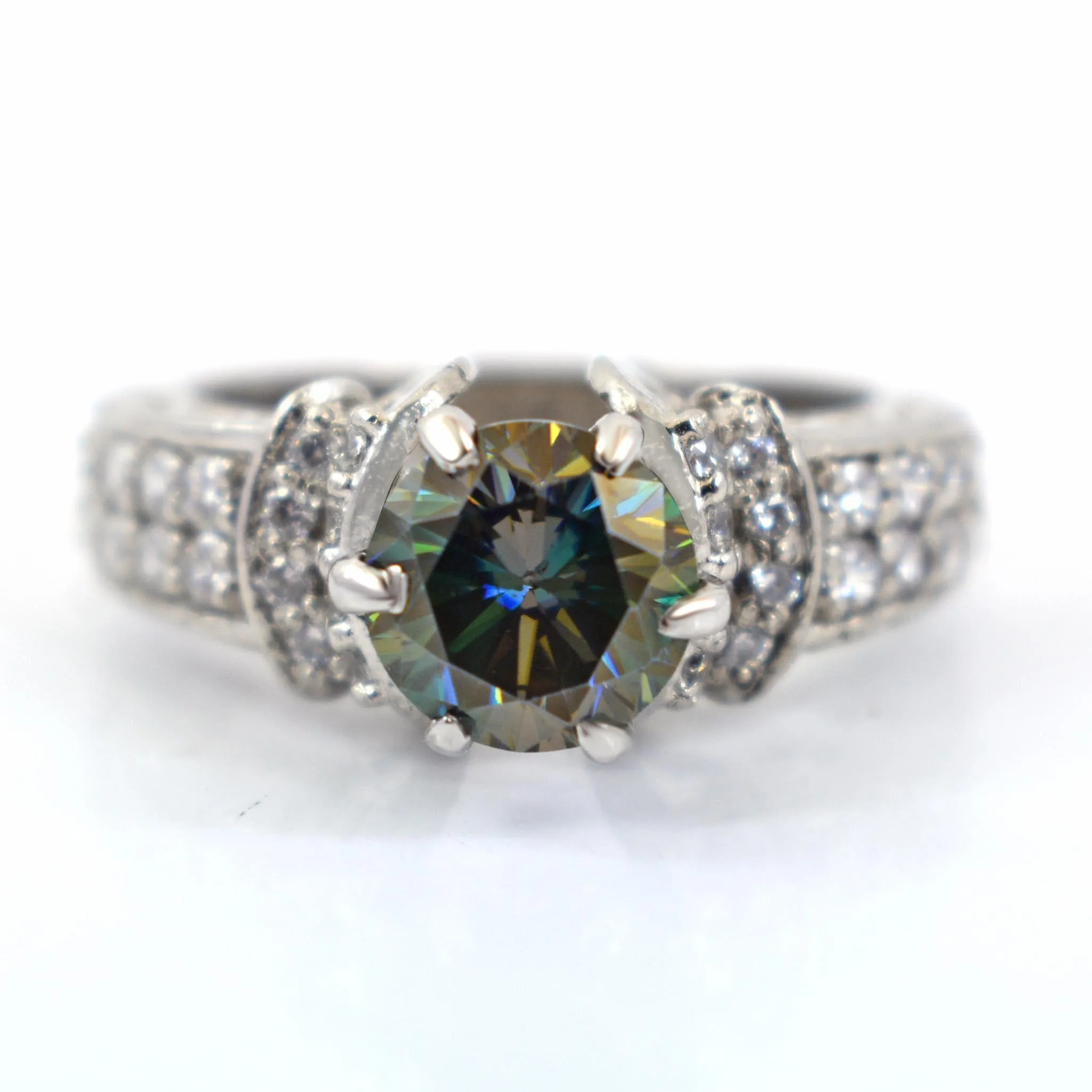 Designer Deep Blue Diamond Women's Ring with White Accents in 925 Silver! Beautiful Shine & Gorgeous Look! Ideal For Anniversary Gift, 1.40 Ct Certified Diamond!