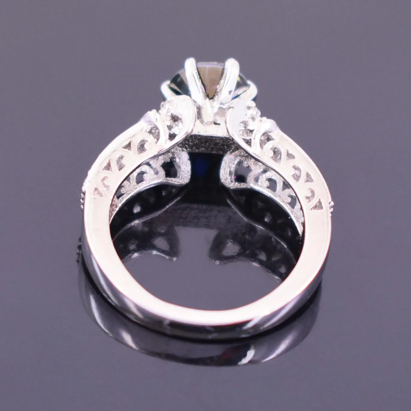 Designer Deep Blue Diamond Women's Ring with White Accents in 925 Silver! Beautiful Shine & Gorgeous Look! Ideal For Anniversary Gift, 1.40 Ct Certified Diamond!