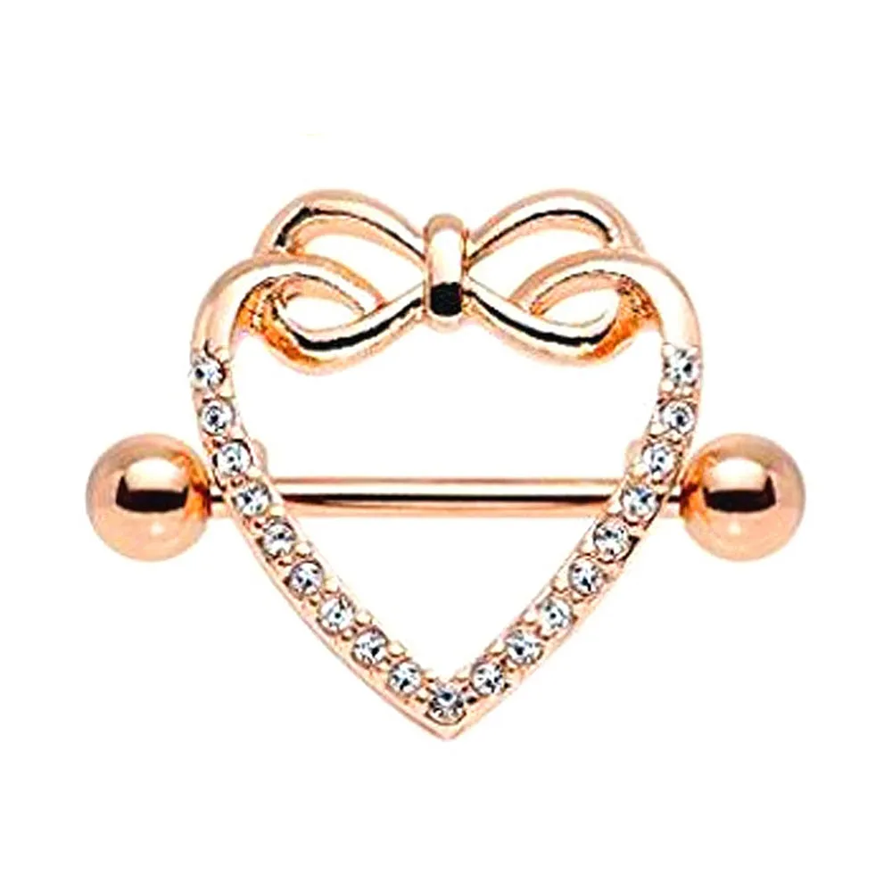 Diamond Bowtie Heart Nipple Shield Ring
