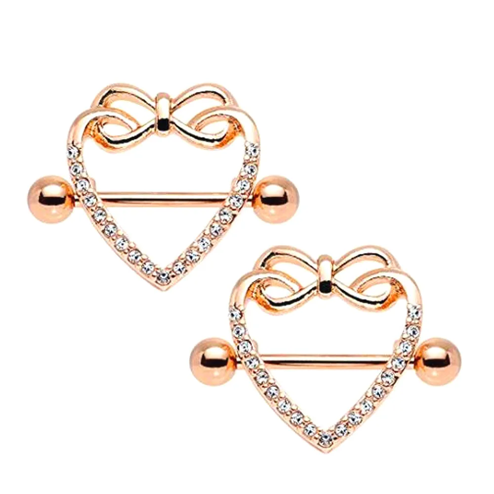 Diamond Bowtie Heart Nipple Shield Ring