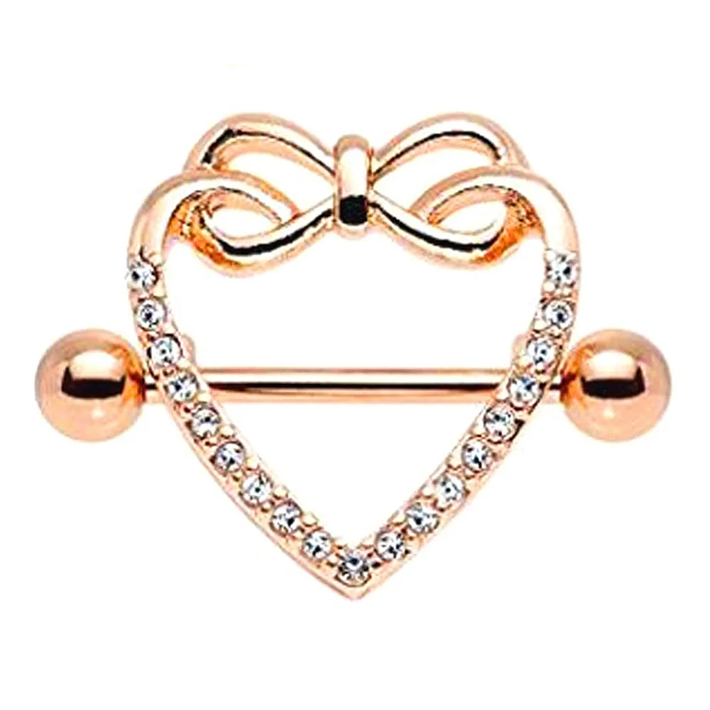 Diamond Bowtie Heart Nipple Shield Ring