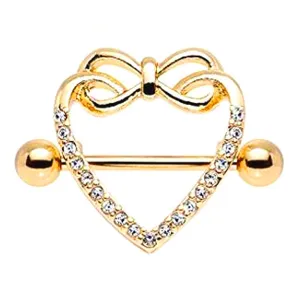 Diamond Bowtie Heart Nipple Shield Ring