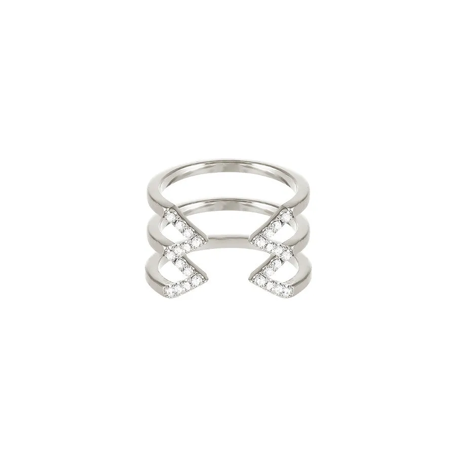 Diamond Stacked Dagger Ring - Midi | White Gold