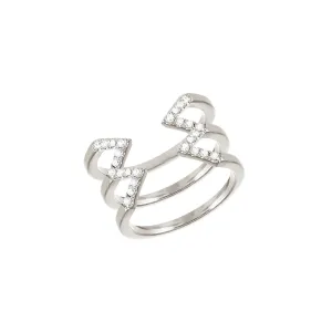 Diamond Stacked Dagger Ring - Midi | White Gold