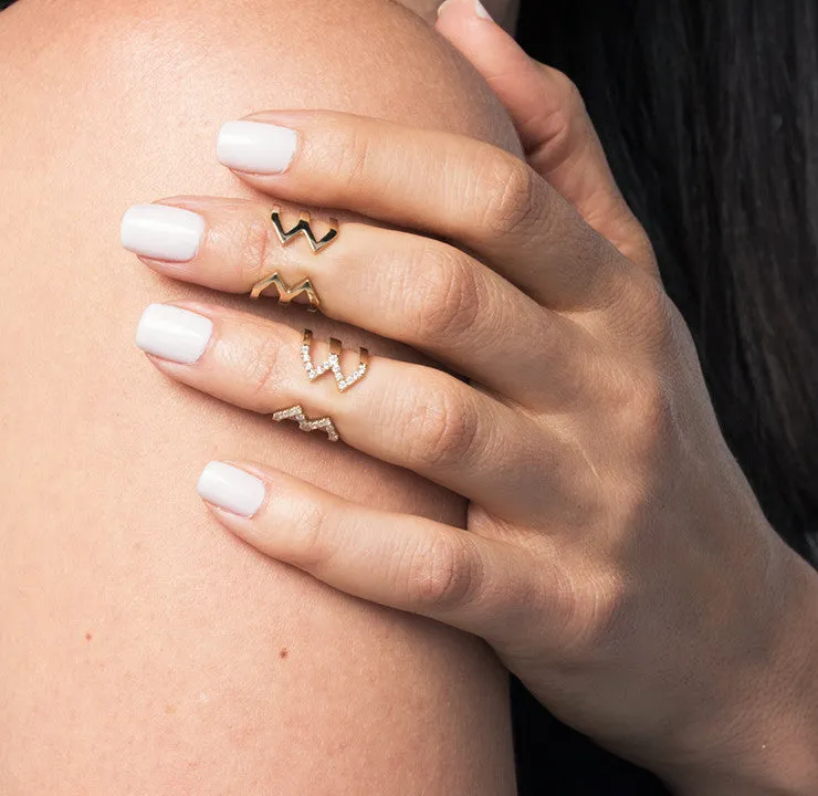 Diamond Stacked Dagger Ring - Midi | White Gold