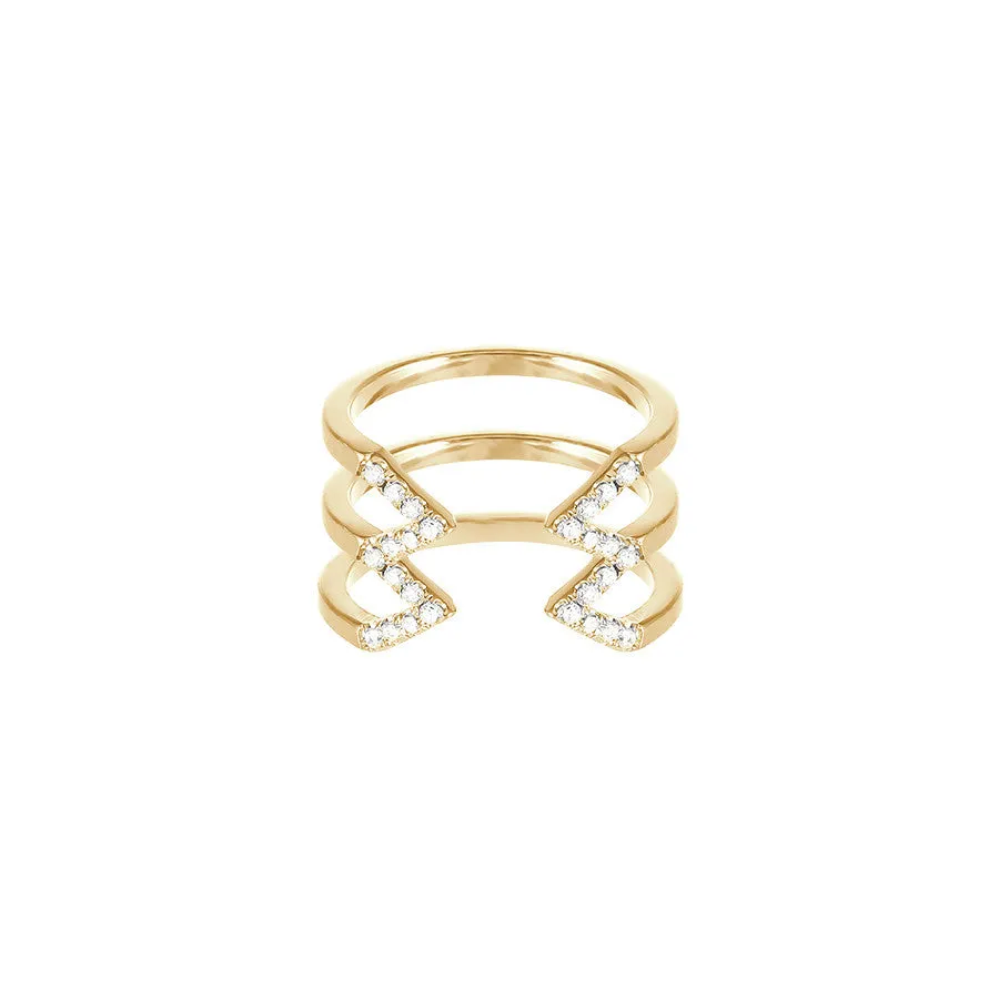 Diamond Stacked Dagger Ring - Midi | Yellow Gold