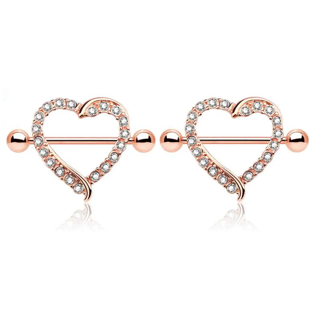 Diamond Stylish Heart Nipple Shield Ring