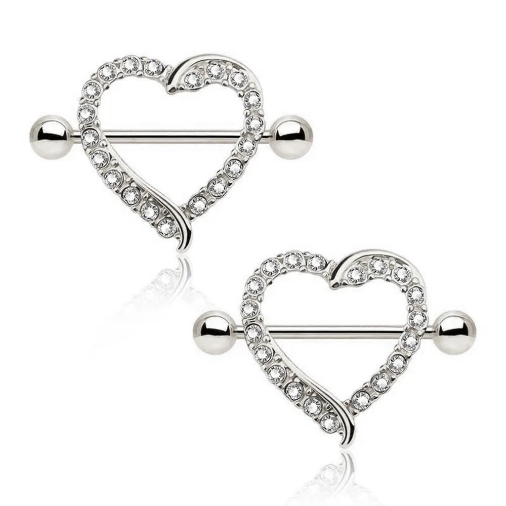 Diamond Stylish Heart Nipple Shield Ring
