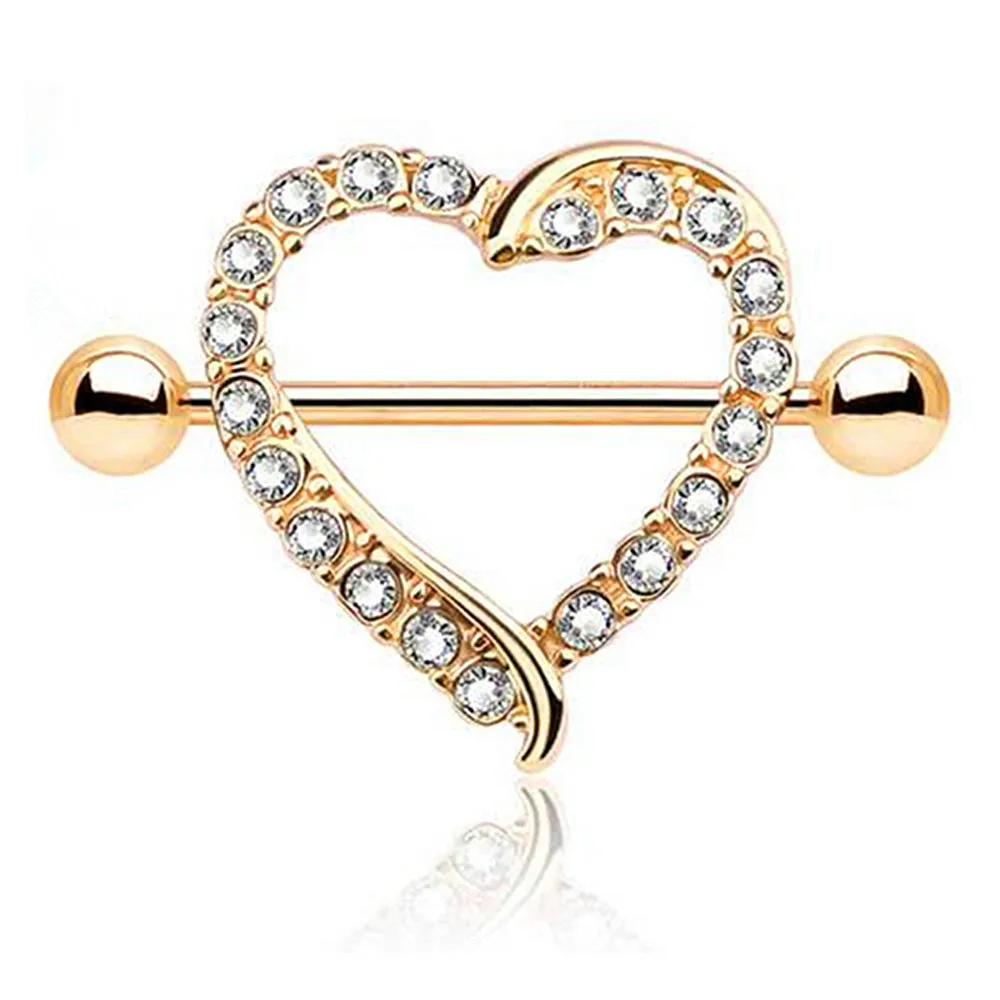 Diamond Stylish Heart Nipple Shield Ring