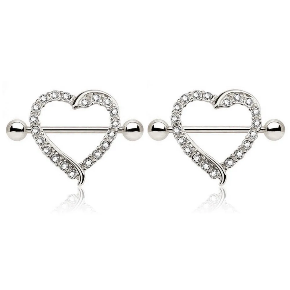 Diamond Stylish Heart Nipple Shield Ring