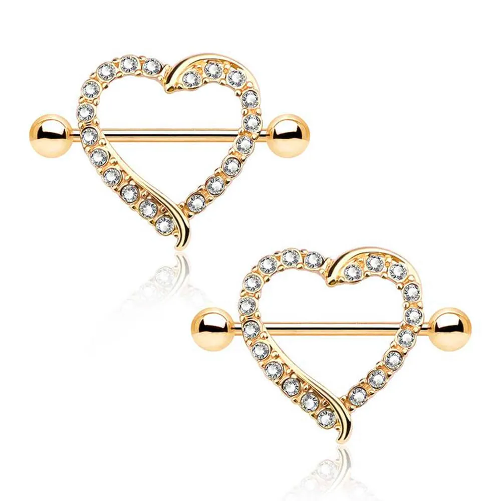 Diamond Stylish Heart Nipple Shield Ring