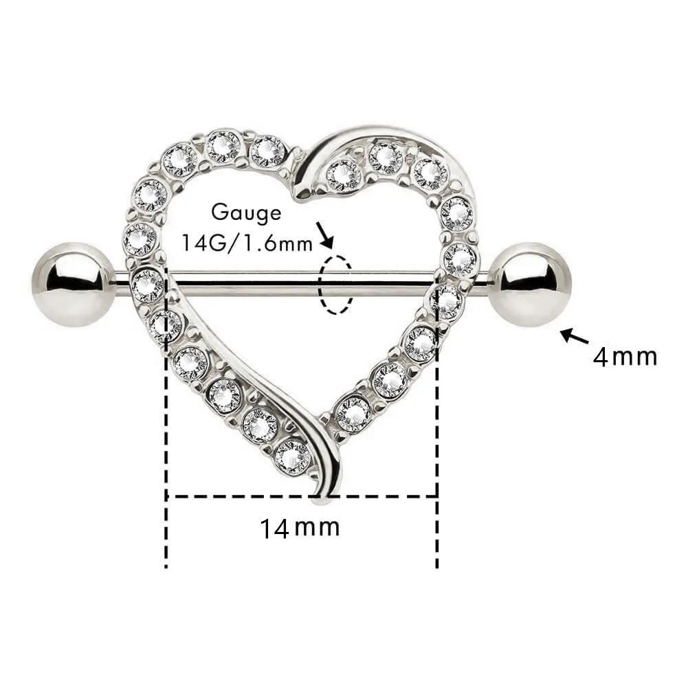 Diamond Stylish Heart Nipple Shield Ring