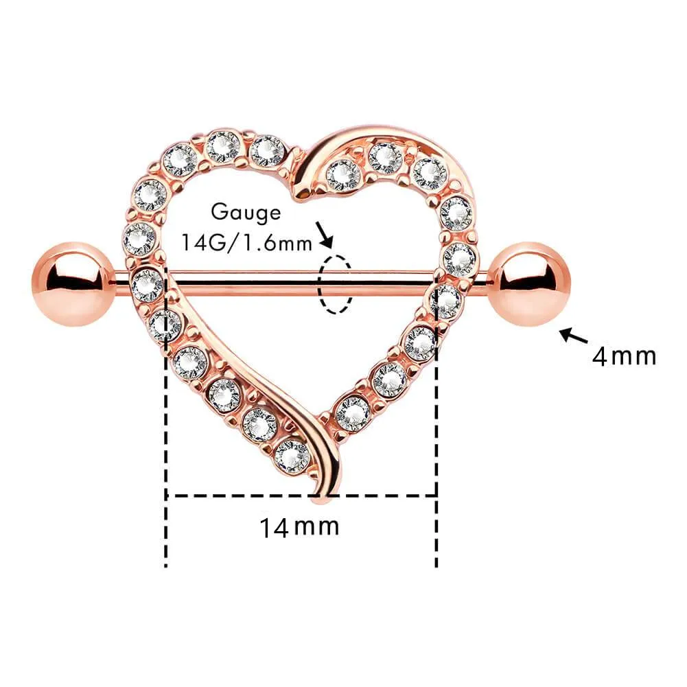Diamond Stylish Heart Nipple Shield Ring