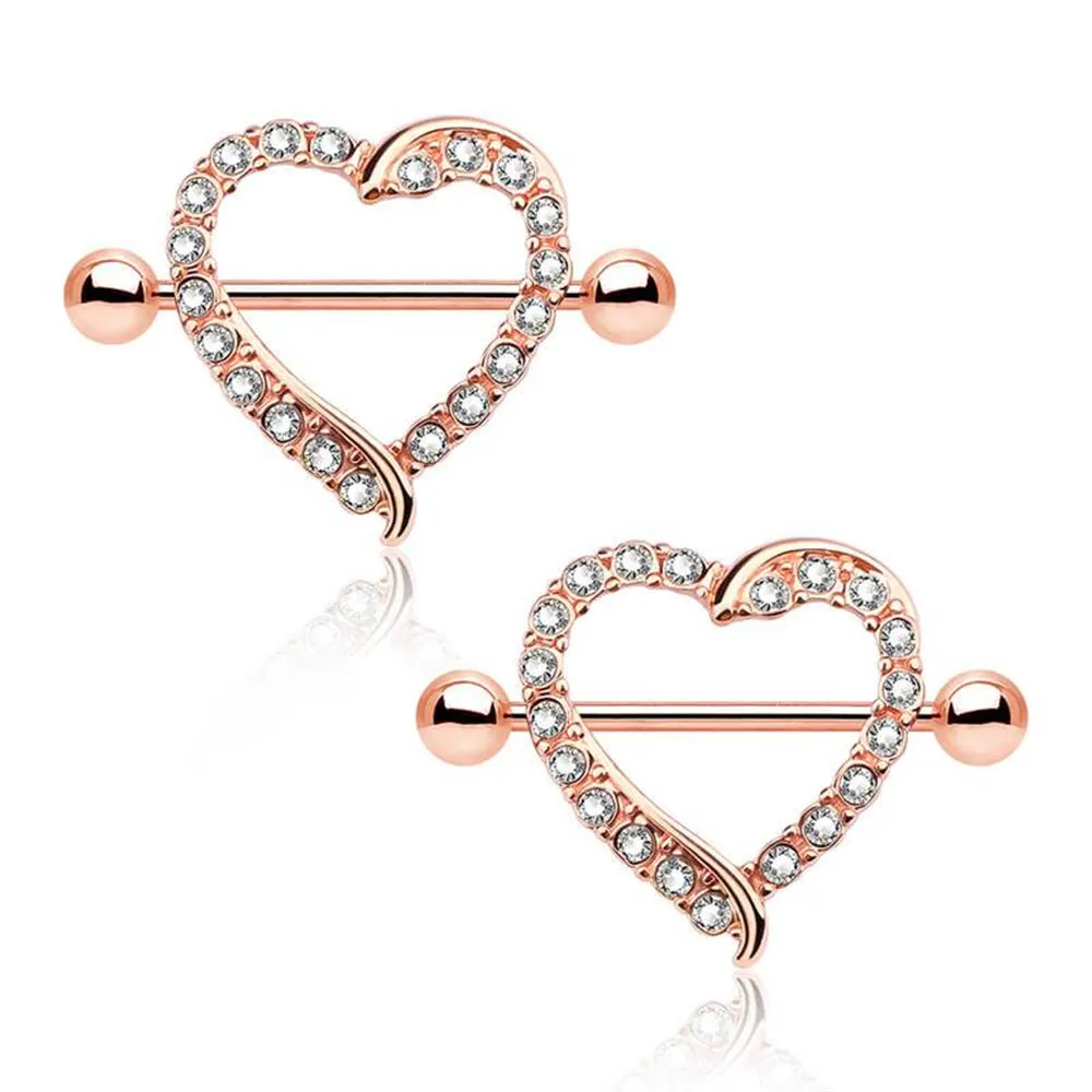 Diamond Stylish Heart Nipple Shield Ring