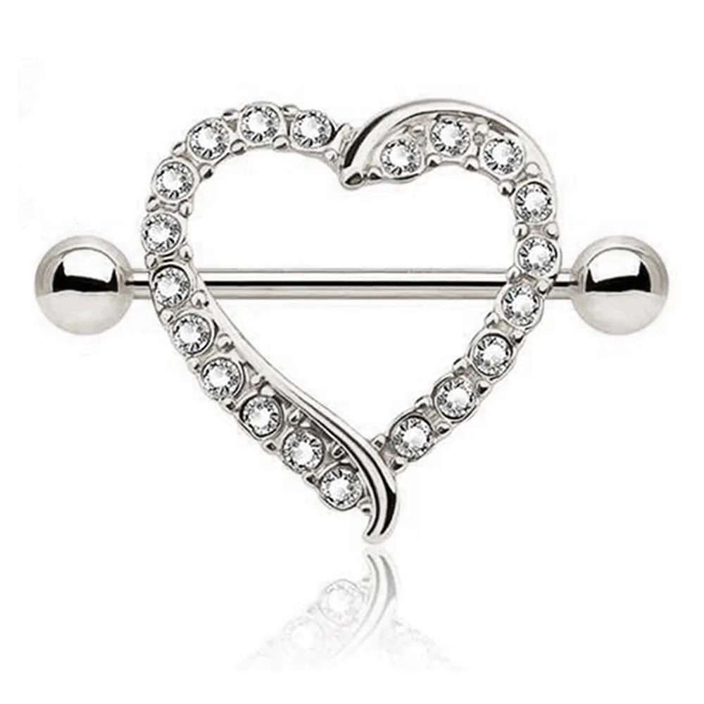 Diamond Stylish Heart Nipple Shield Ring