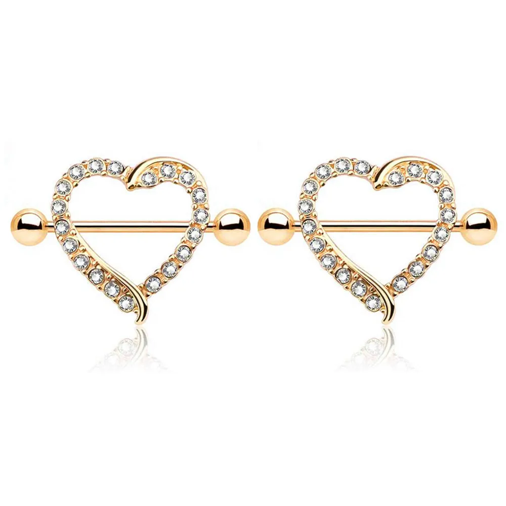 Diamond Stylish Heart Nipple Shield Ring