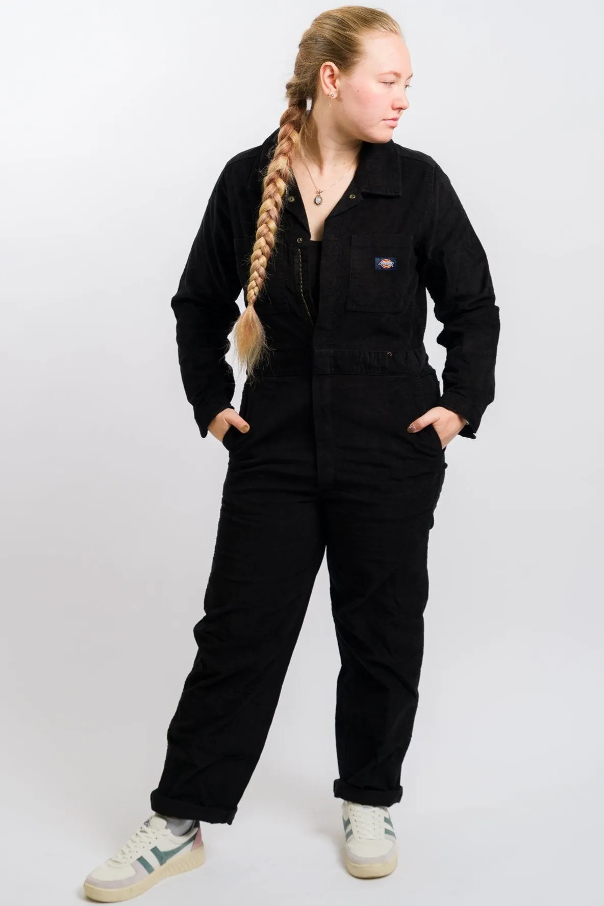 Dickies Women's Corduroy Long Sleeve Coveralls - Black