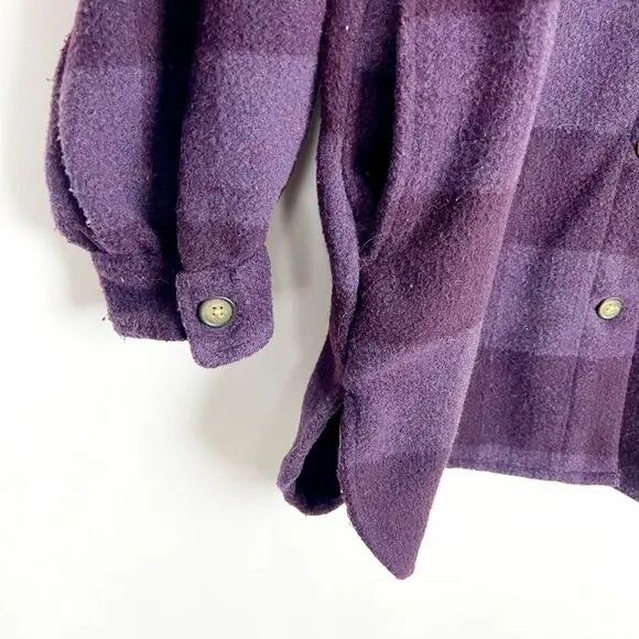 Dip Buffalo Plaid Fleece Shacket. Purple. Size XL