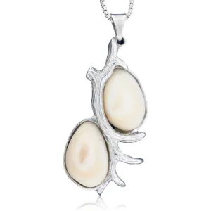 Double Elk Tooth Ivory Antler Necklace