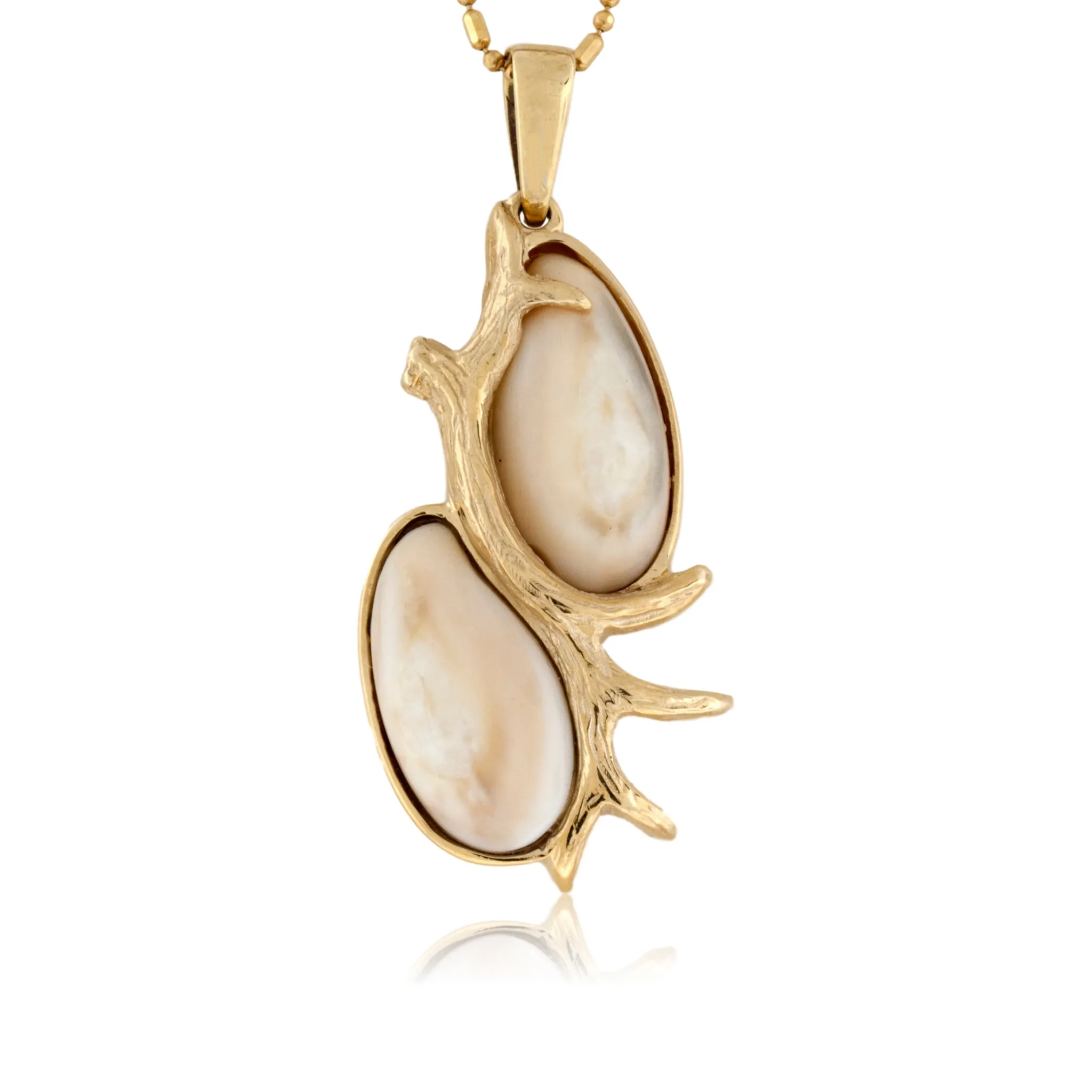 Double Elk Tooth Ivory Antler Necklace