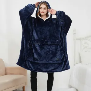 Double-layered velvet heated lazy Hoodie blanket