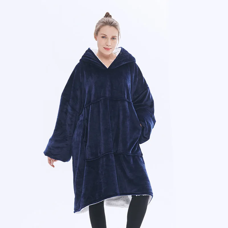 Double-layered velvet heated lazy Hoodie blanket