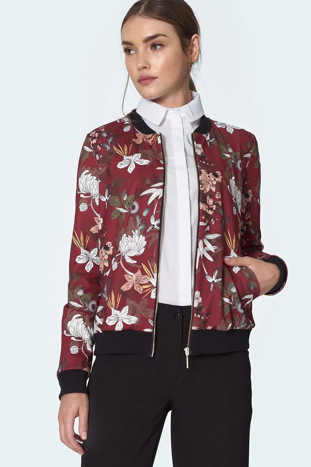 Draped Oversized Bomber Jacket