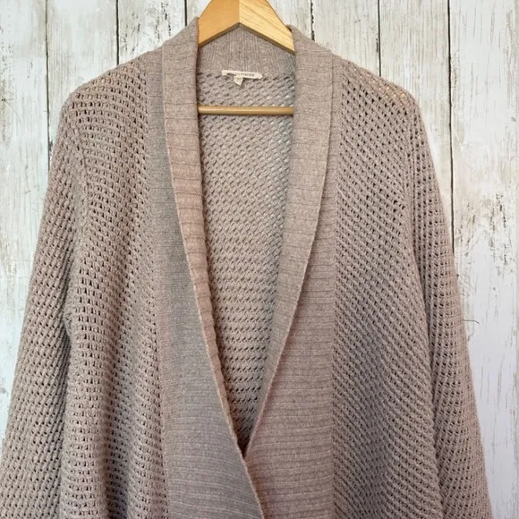 Eileen Fisher Cardigan Womens L Open Weave Shawl Collar Stretch Lagenlook Boho