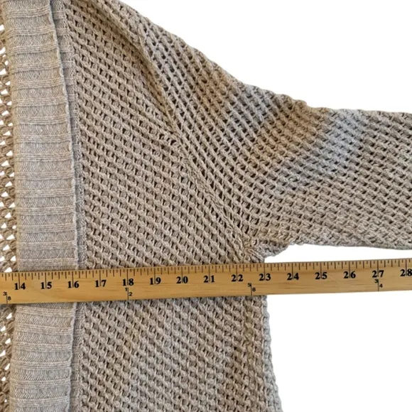 Eileen Fisher Cardigan Womens L Open Weave Shawl Collar Stretch Lagenlook Boho