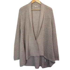 Eileen Fisher Cardigan Womens L Open Weave Shawl Collar Stretch Lagenlook Boho