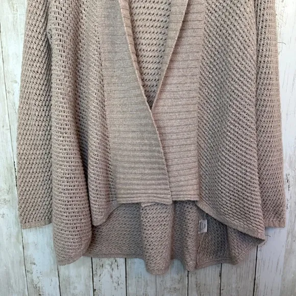 Eileen Fisher Cardigan Womens L Open Weave Shawl Collar Stretch Lagenlook Boho