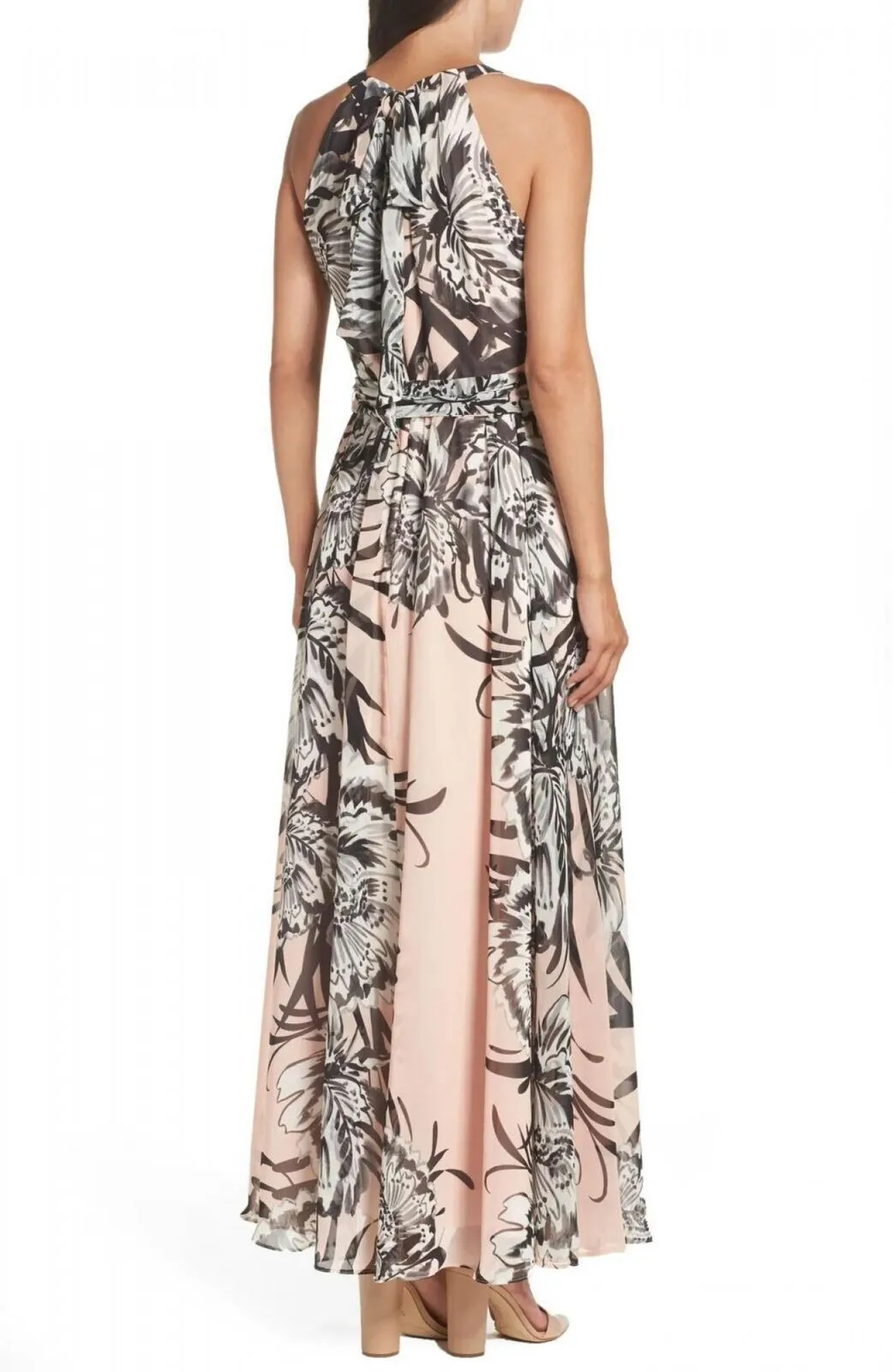Eliza J Women's Chiffon Floral Maxi Dress PInk Blush 4