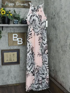 Eliza J Women's Chiffon Floral Maxi Dress PInk Blush 4