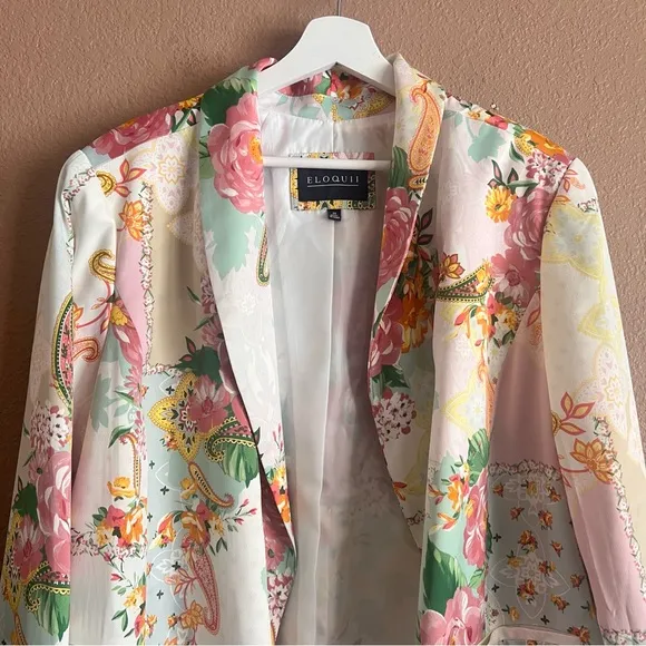 Eloquii Satin Floral and Paisley Blazer Jacket Size 20 NWT